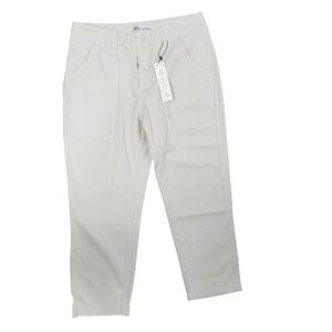 Zara The Harem Pant Bone mid rise cargo tapered loose fit pants